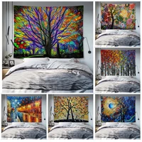 color tree printed large wall tapestry hanging tarot hippie wall rugs dorm kawaii room decor