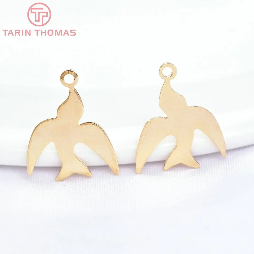 (490) 10PCS 12x14MM 24K Champagne Gold Color Plated Brass Swallow Charms Pendants High Quality Diy Jewelry Accessories