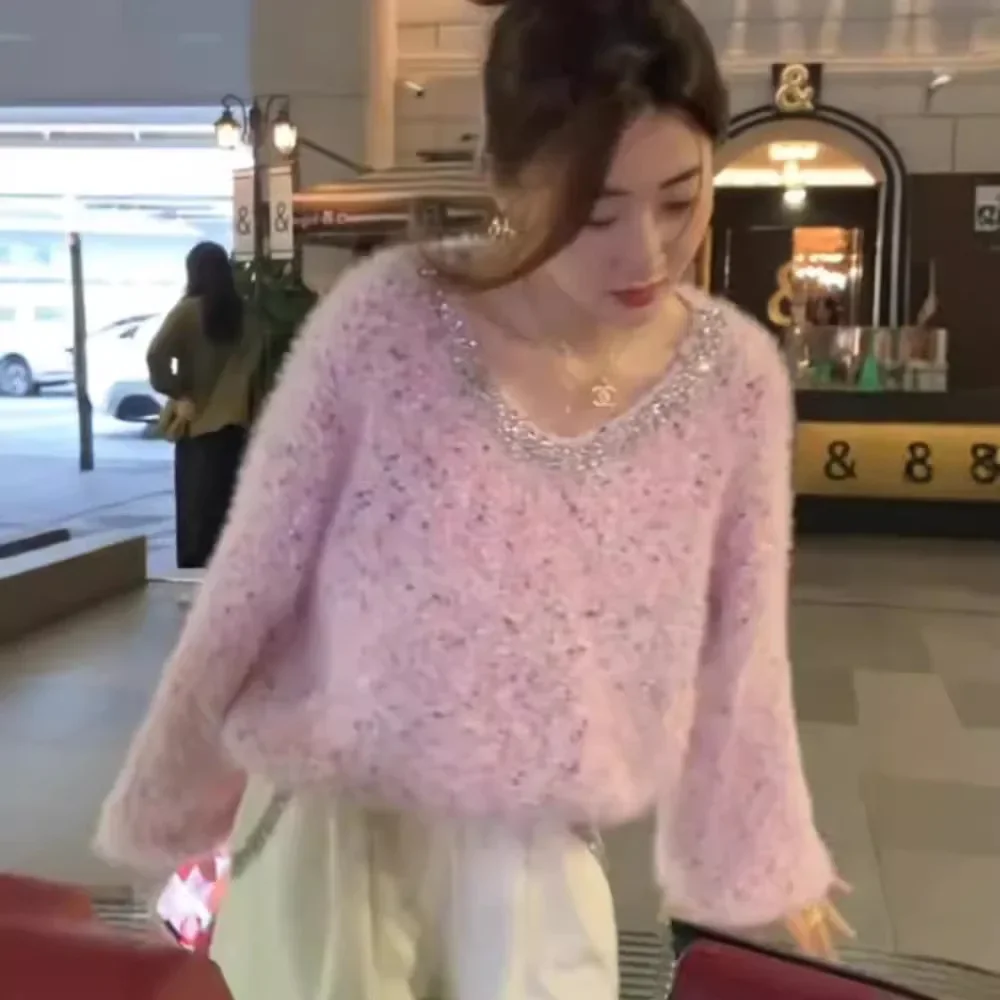 Женский вязаный пуловер в горошек повседневный мягкий Свободный с длинными