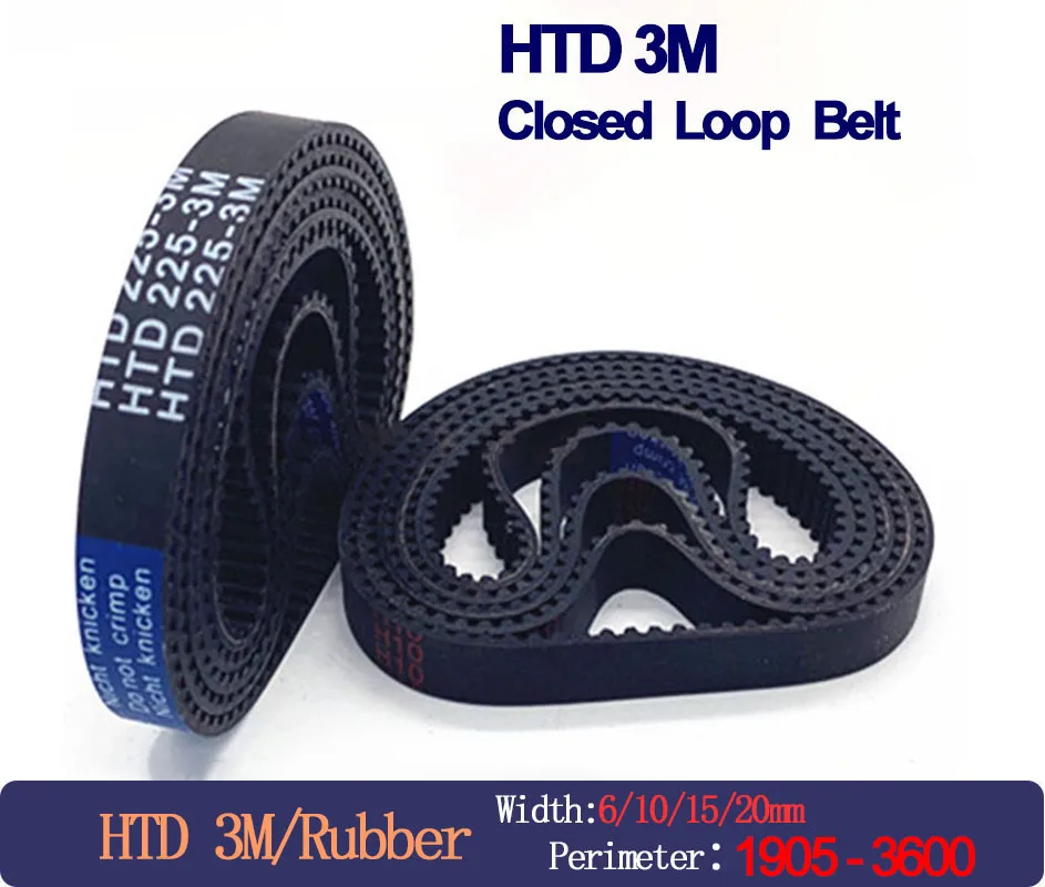 

HTD 3M Belt Width 6 10 15 20mm Length 1905 1980 2001 2040 2388 2460 2640 3000 3600mm Closed-Loop Rubber HTD 3M Timing Belts