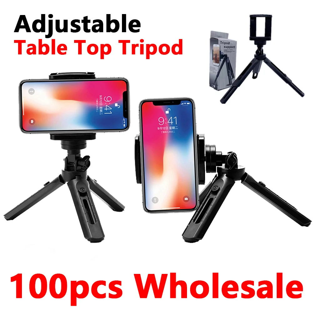 

100pcs Wholesale Foldable Phone Tripod Portable Tripod Rotating Phone Stand Professional Live Holder For iPhone Xiaomi Huawei LG