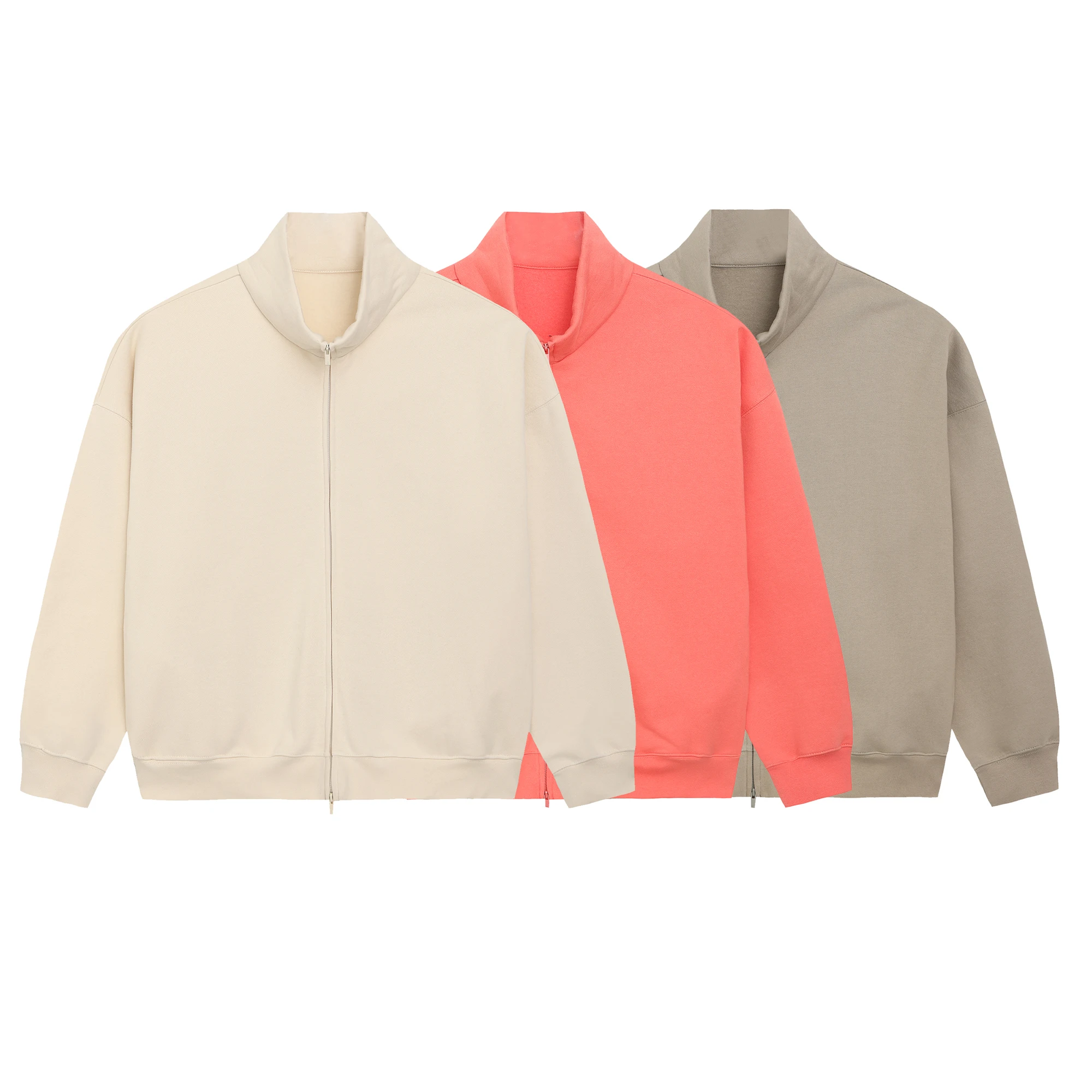 

Толстовка унисекс с воротником-стойкой, модный Свитшот оверсайз в стиле хип-хоп, Свободный свитшот на молнии, однотонный