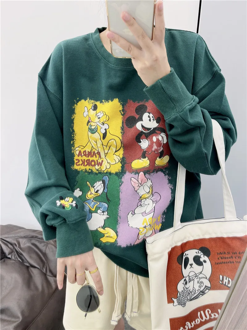 Disney Mickey Sweatshirts 2022 Autumn Winter Fashion Cotton Long Sleeve Pullover Woman Korean Harajuku Loose Hoodies Streetwear