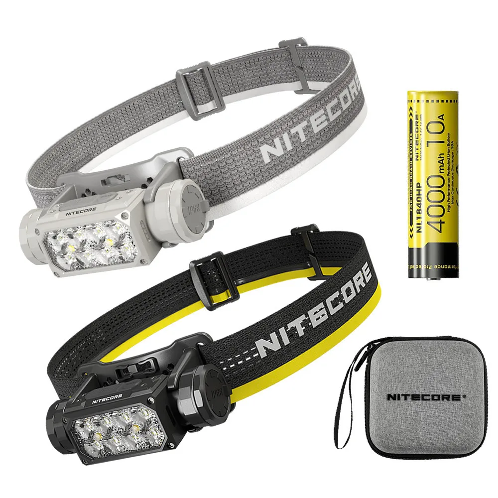 

2025 NITECORE HC65 UHE 2000 люмен Налобный фонарь Светодиодный фонарь Белый свет + красный свет Открытый Кемпинг Туризм Ходовые фонари Черный / Серый
