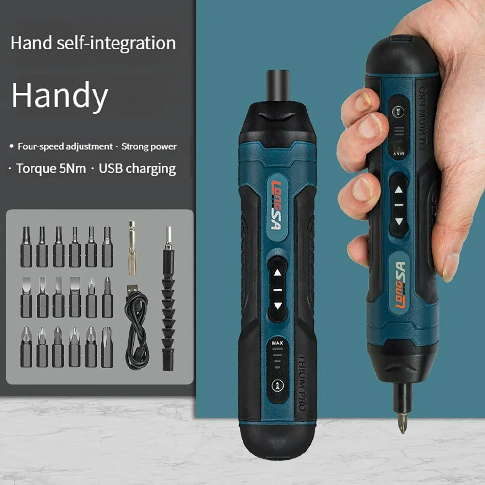 Torque Adjustment Straight Handle 3.6V Electric Screwdriver Mini Multi-function Disassembly Screw with Lithium Battery Drill
