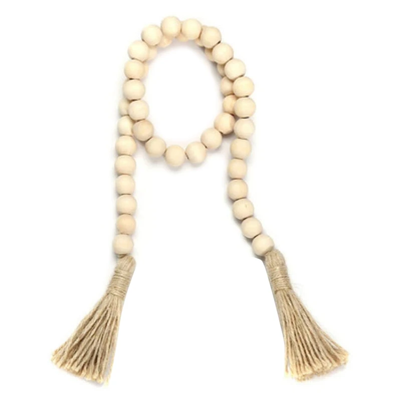 

Деревянная гирлянда из бусин 31,5 дюйма, бусины в деревенском стиле, молитвенные бусины, подвесное украшение на стену