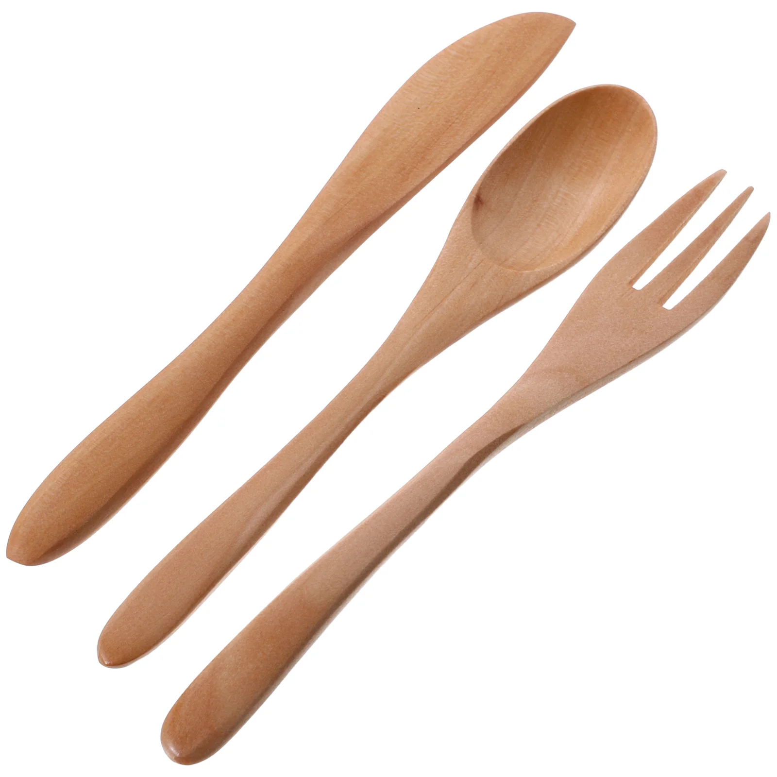 

1 Set Kids Flatware Serving Set Children Safety Wood Cutlery Fork Spoon Kit