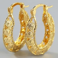 classic metal hoop earrings ladies luxury hollow large earrings gold color statement jewelry