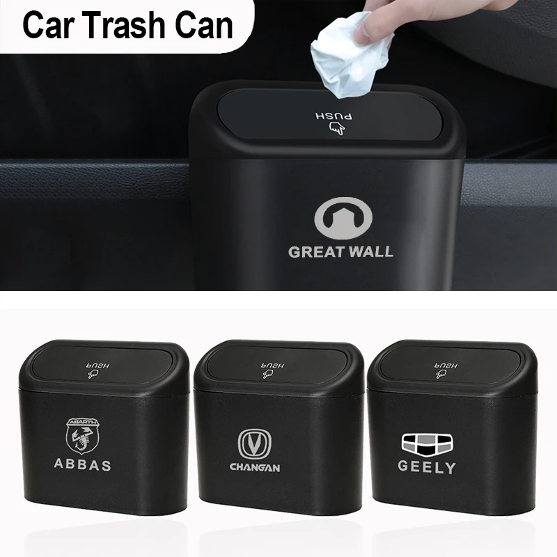 

Portable Hanging Mini Car Trash Can with Lid Storage Box for SEAT Leon Ibiza Cupra Ateca Formentor Tavascan 2021 Accessories
