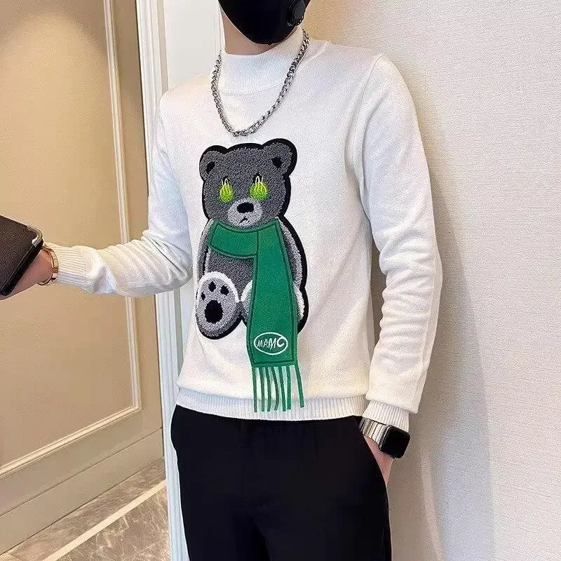 Осень/зима мужской свитер с высоким воротником до половины поло повседневный