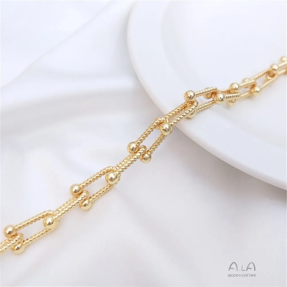 14K Gold Filled Plated Thread U chain European and American crude chain diy bracelet necklace earrings jewelry loose chain