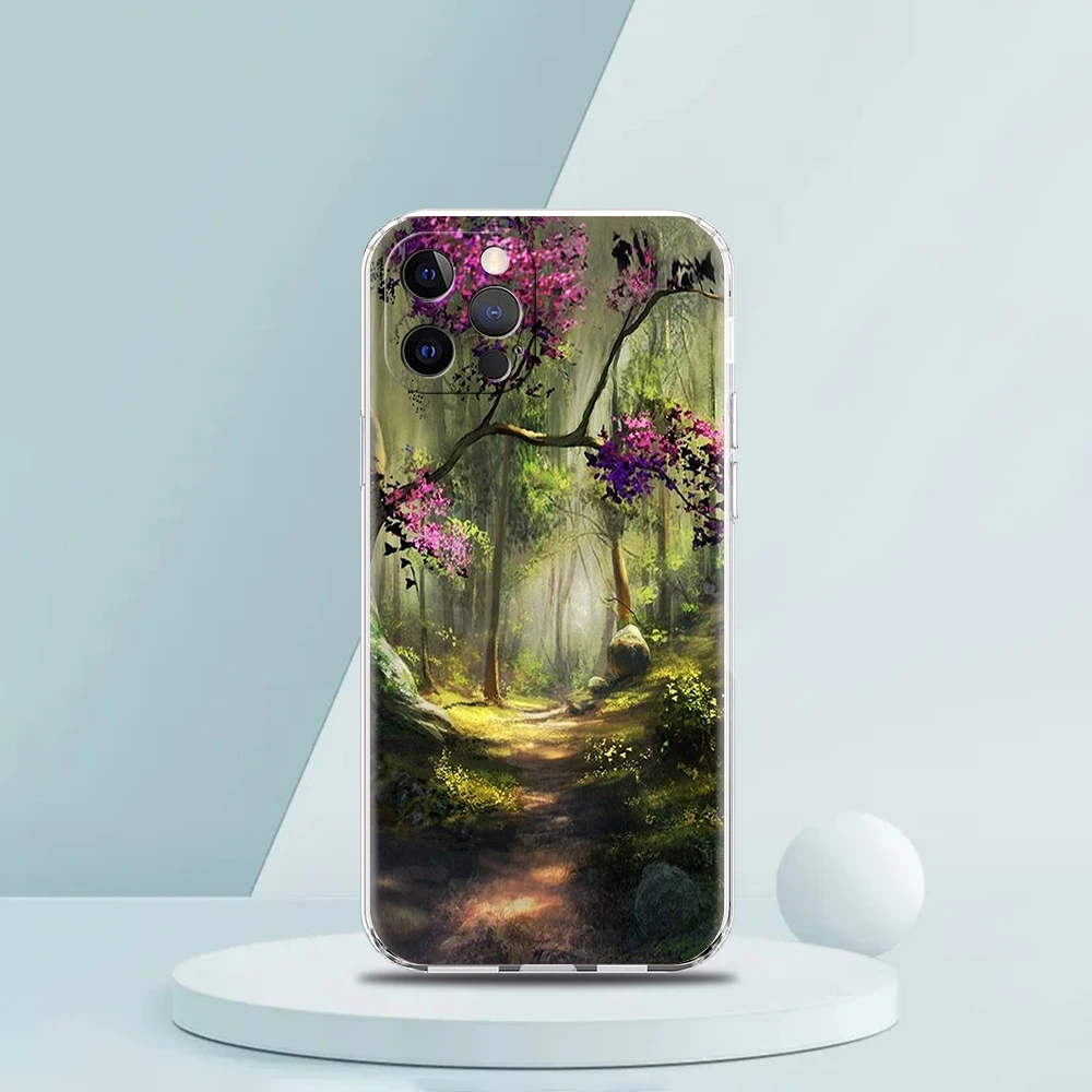 Trees And Nature Transparent Phone Case Cover for iPhone 14 13 12 11 Pro Max X XR 8 7 Plus SE 2020 XS Max Silicone Soft Shell