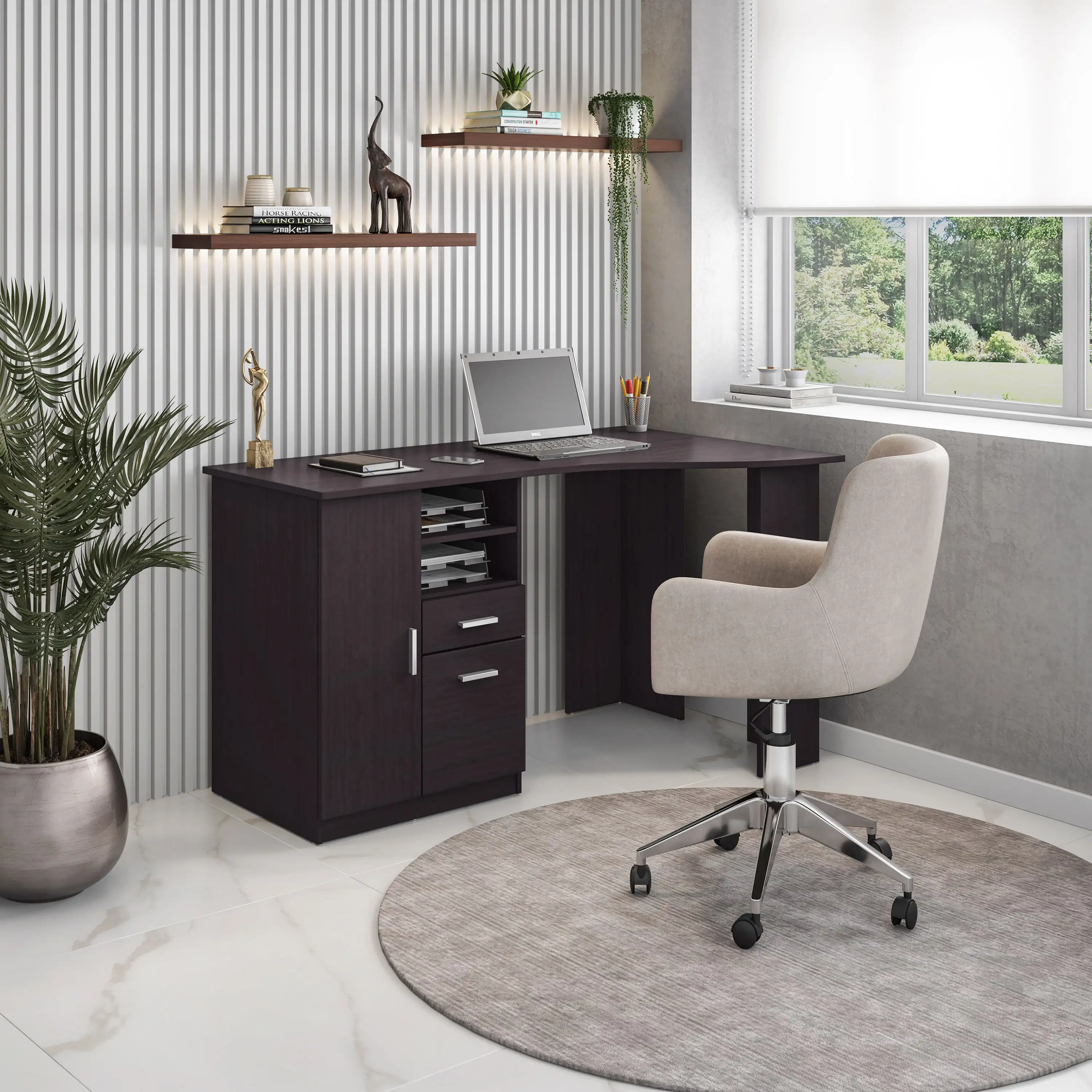

Espresso Classic Office Desk with Ample Storage: Perfect for Organized Workstations