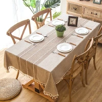 waterproof jacquard imitation cotton linen embroidered tassel tablecloth lace geometric rectangle dining coffee table cover