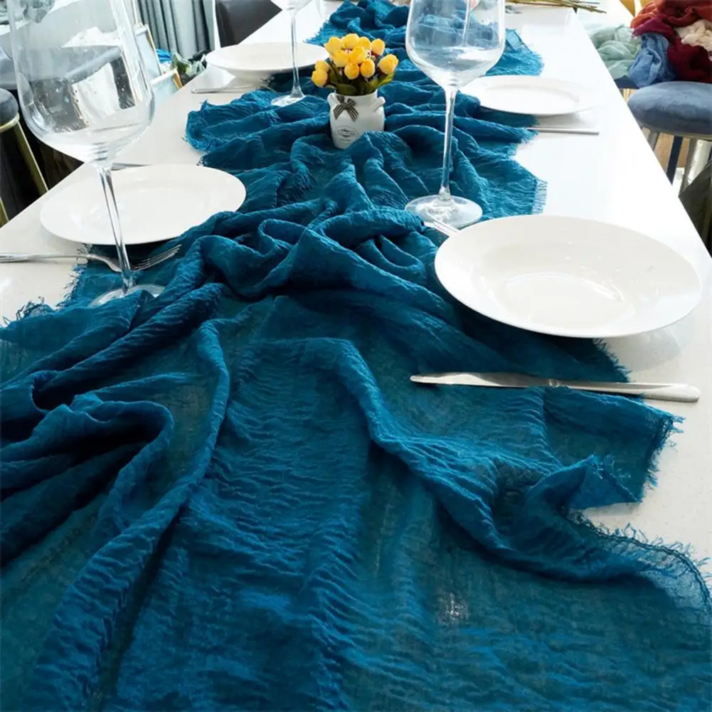 

Great Dinner Tablecloth Elegant Portable Tassel Edge Dining Table Pad Polyester Table Cloth Household Supply