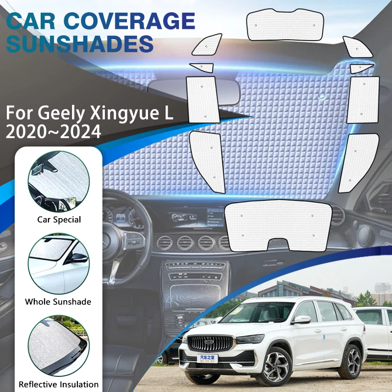 

Full Cover Sunshades For Geely Xingyue L Monjaro KX11 2020 2021 2022 2023 2024 Car Windshields Pad Side Window Visor Accessories
