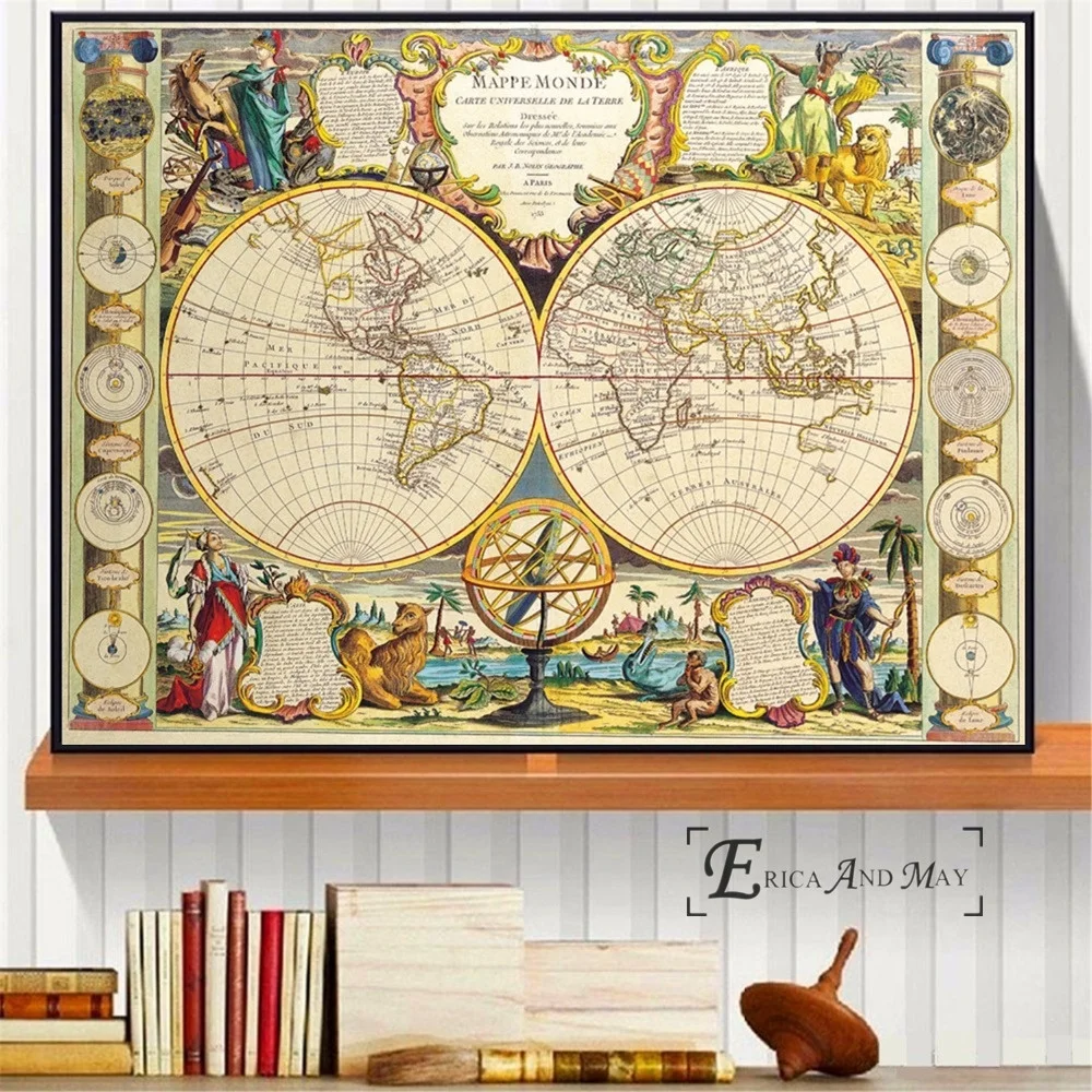 

Vintage World Map Retro Style Wall Art Canvas Painting Poster For Home Decor Posters And Prints Unframed Decorative Pictures
