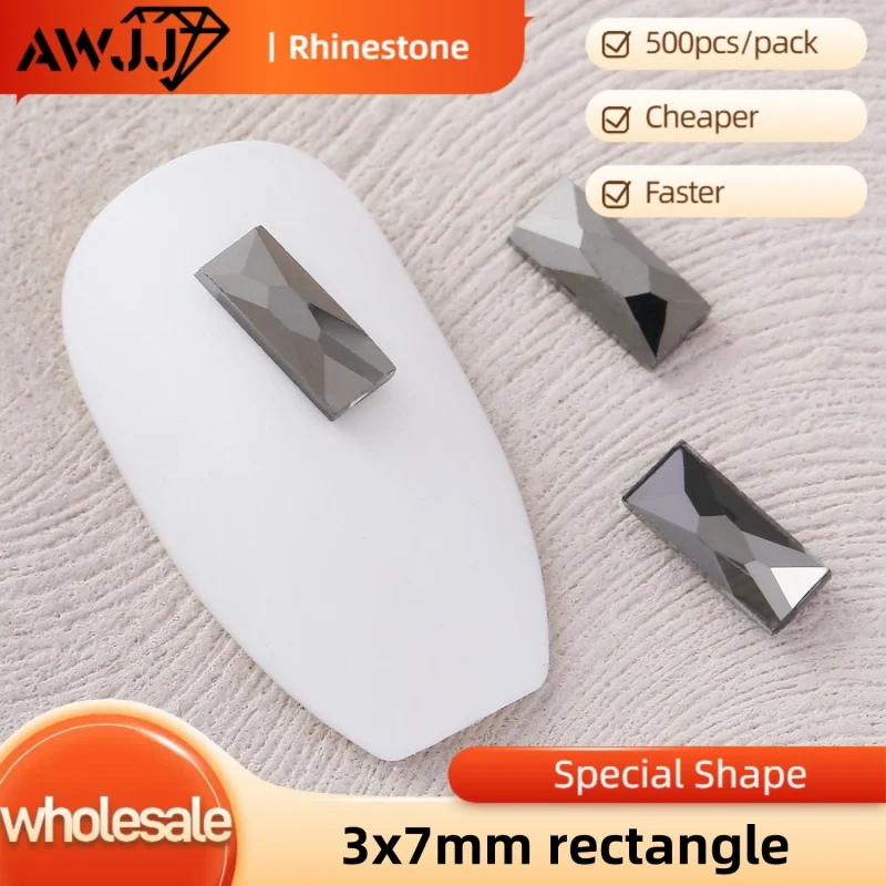 Фото Оптовая продажа AWJJ 500 шт. 3x7 мм прямоугольные прочные фантазийные самоклеящиеся стразы для дизайна ногтей: поиск роскоши и долговечности №4