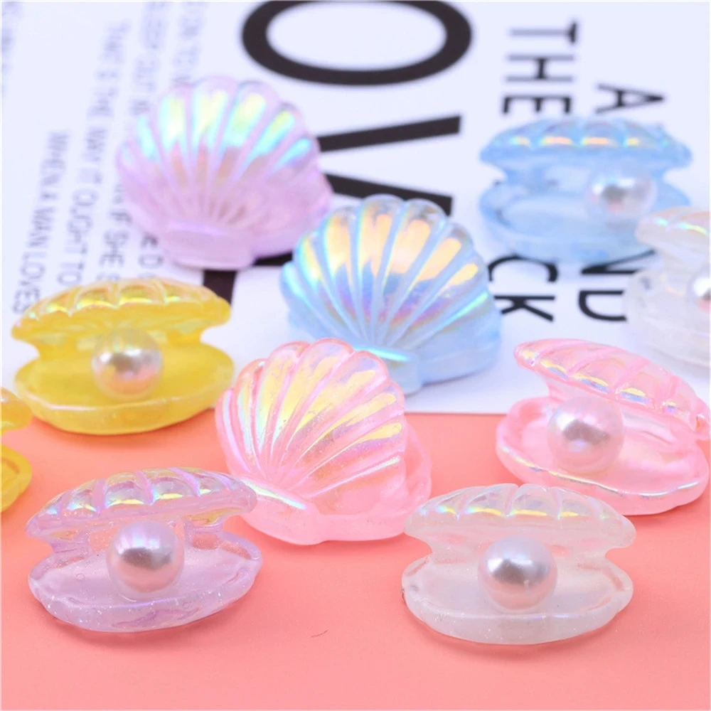 10pcs Cute Color Plated Pearl Shells For Birthday DIY Jewelry Crafts Ocean Mermaid Theme Party Decoration Accessories Kids Gifts