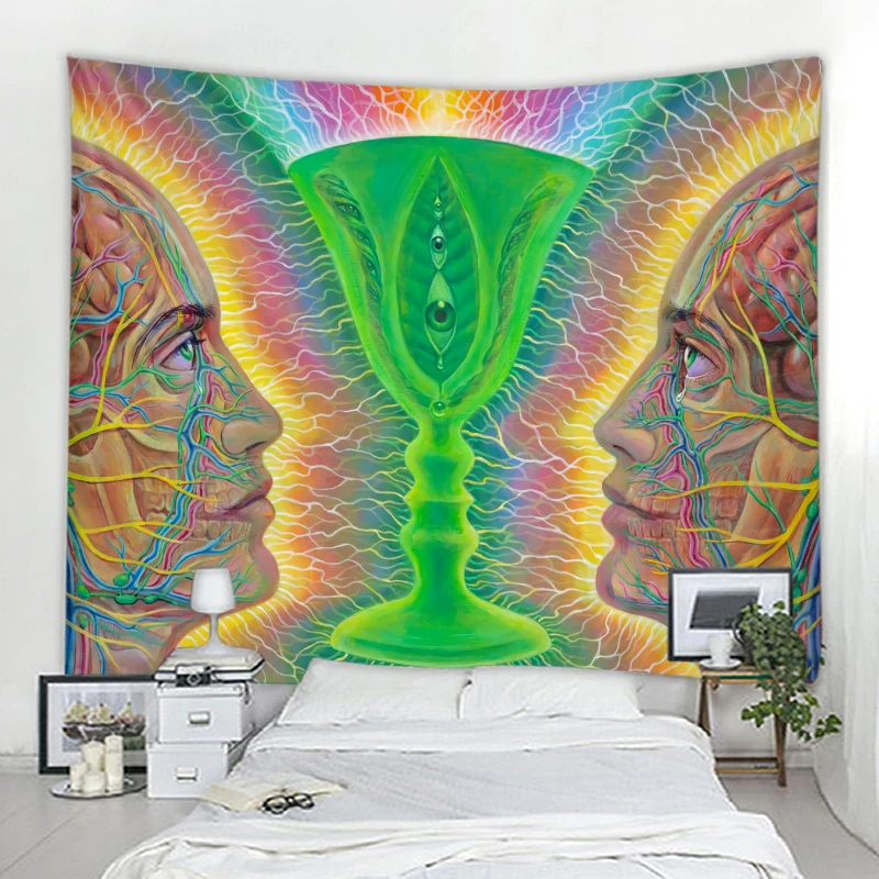 

Богемный настенный гобелен с мандалой, домашний декор, гобелен, декоративный гобелен с психоделическим персонажем в богемном стиле