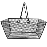 storage basket with handle modern fruit basket wire sundries basket farmhouse storage holder organizer black