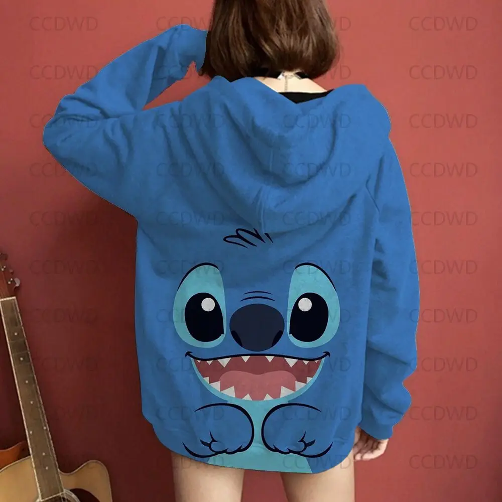 

Stitch Disney Fall Clothing for Women 2022 Kawaii Clothes Fashion Long Sleeve Top Children's Y2k Tops Hoodie Hooded Sweatshirts