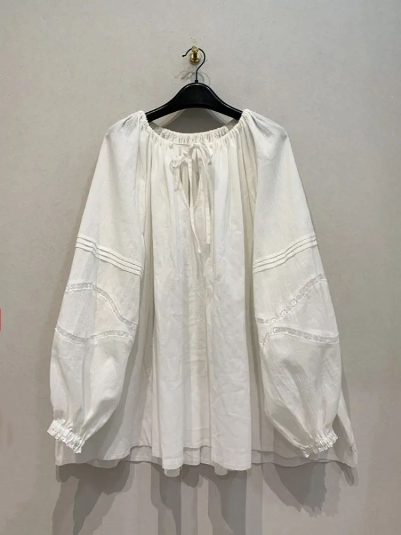 Blusas Mujer на шнуровке с бантом свободные удобные рубашки блузки японские