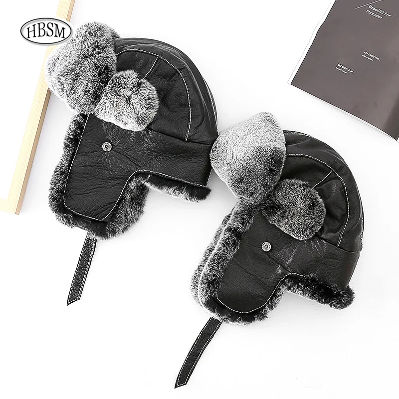 Меховая шапка-ушанка из натурального кроличьего меха