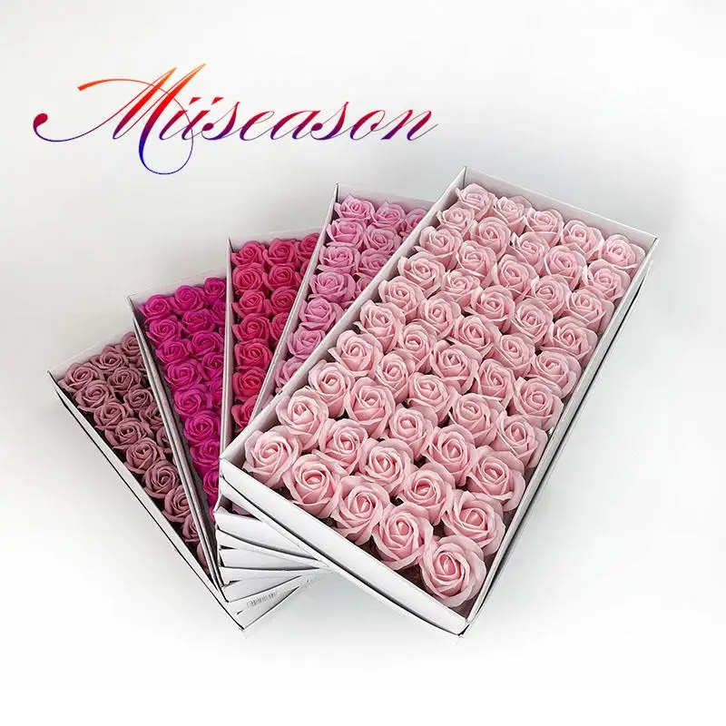 

Rose/Pink Soap Rose Heads 50pcs Dia4.5cm Beauty Wedding Valentine's Day Gift Rose Bouquet Home Decor Hand Flower Art Soap Flower