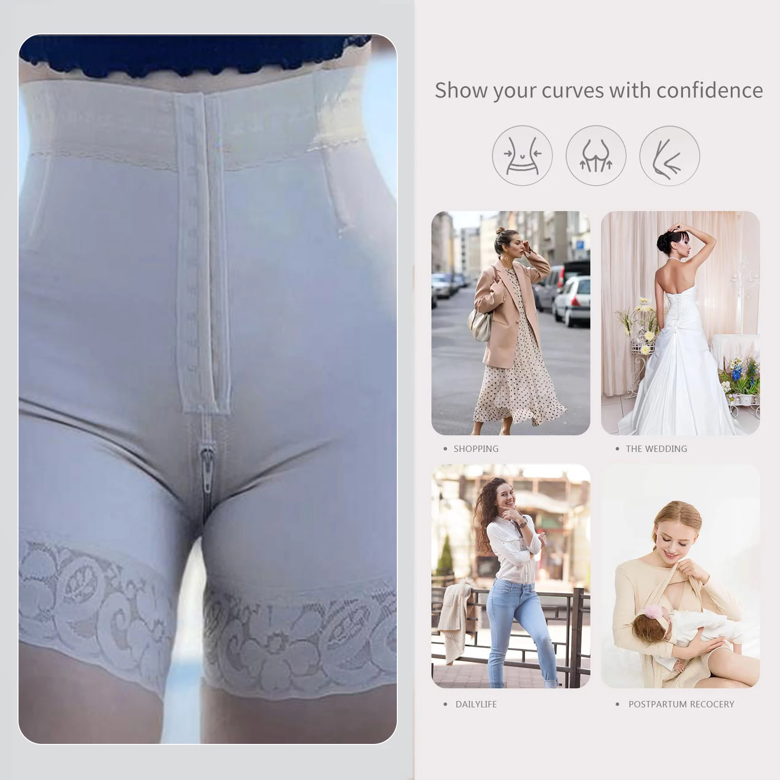 Компрессионные шорты для подтяжки ягодиц с застежкой спереди утягивающие живот