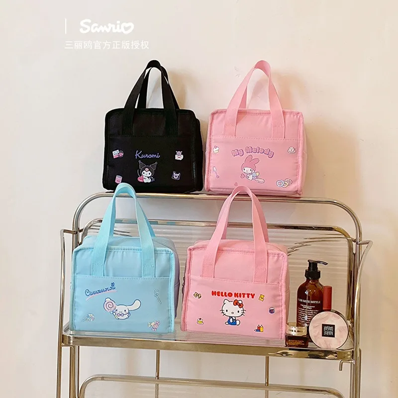 

Y2k Snario Makeup Bag Kawaii Anime Hello Kitty Cinnamoroll Kuromi My Melody Clutch Bag Zipper Keep Warm Lunch Bags for Girls