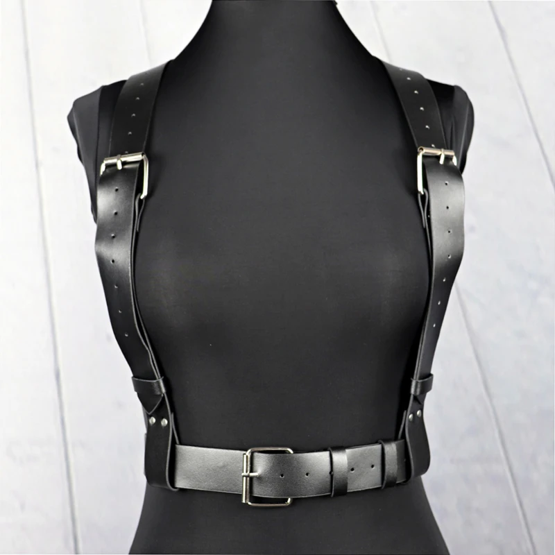 

Fashion Wide Leather Waist Belt For Women Punk Gothic Body Bondage Fashion Sexy Chest Harness Belt Bra Cage Harajuku Suspenders