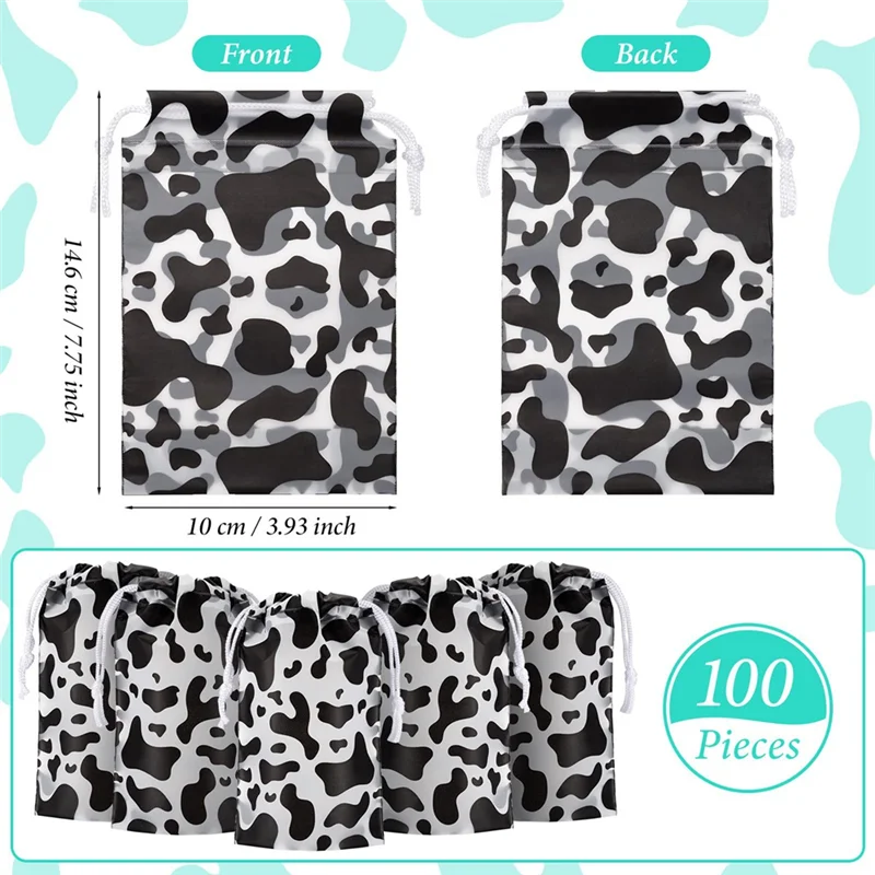 

100Pcs Lash Bags for Clients Lash Goodie Bags for Clients Lash Aftercare Bags Eyelash Extensions Makeup Bags Cow Pattern