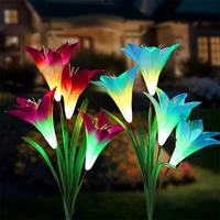 solar led lily lights flower garden stake lamp waterproof outdoor yard lawn patio decorative flower solar led stake lights