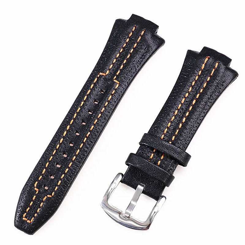 SNL029P2 SNL021P Genuine Leather Watch Band For Seiko SNA595P2 SNL017P1 Leather Strap 27*15mm Black  Bracelet  Men Accessories