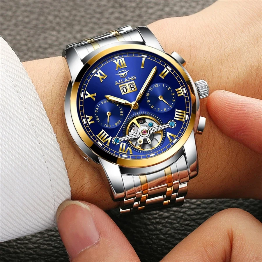 

AILANG Fashion Business Mens Automatic Mechanical Watches Top Brand Luxury Men Waterproof Luminous Tourbillon Wristwatches 8505