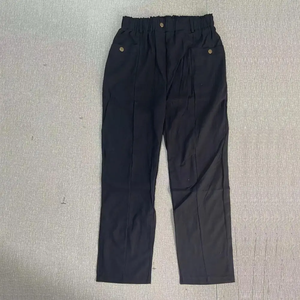 

Buttons Fly Charming Button Big Pockets Casual Long Pants Lightweight Harem Pants Thin Female Clothing