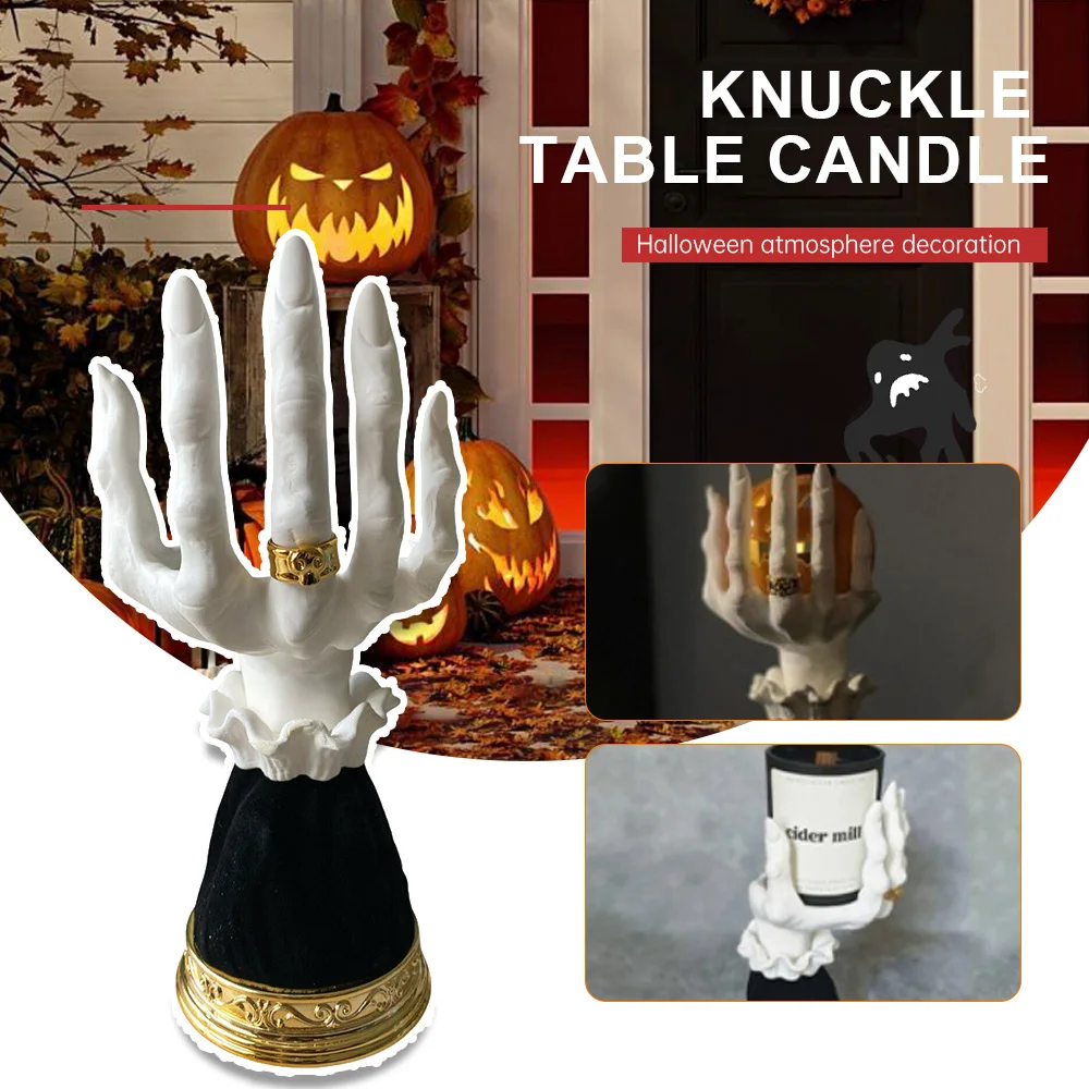 

Halloween Gift Decoration Witch Hand Candle Holder Resin Desktop Candlestick Gothic Home Ornaments Horror Art Holiday Decoration