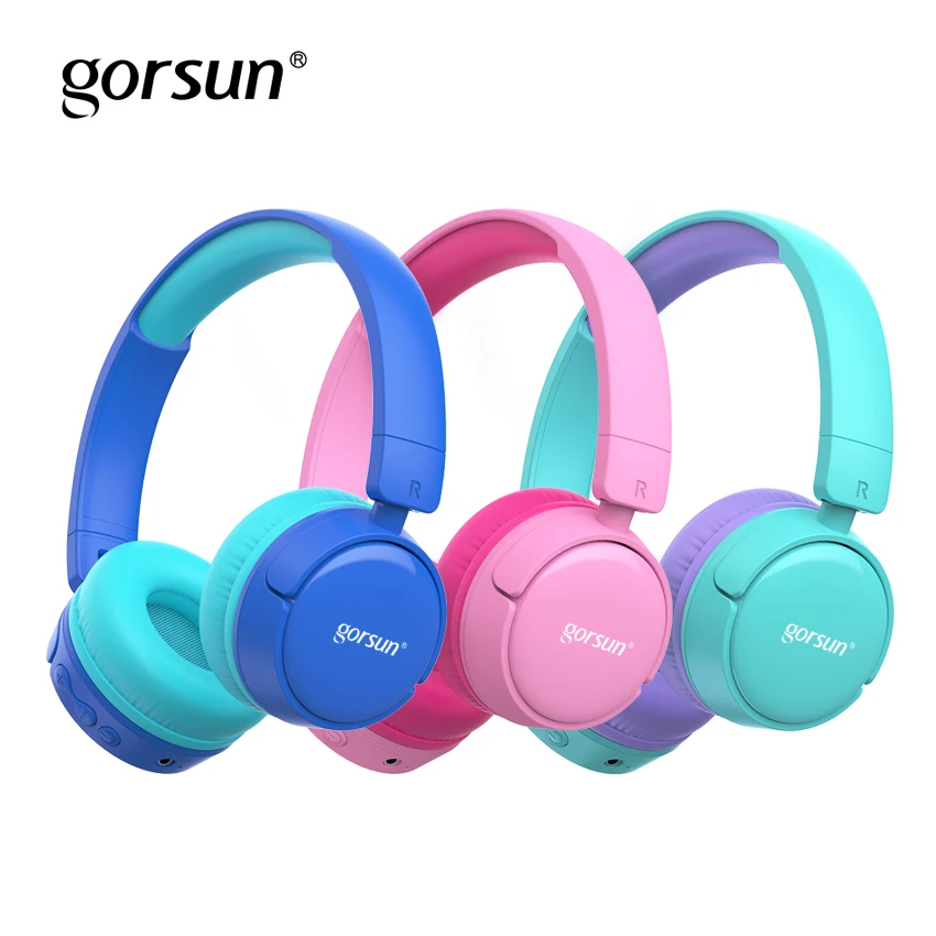 

Gorsun Kids Wireless Wired Bluetooth Headphones Foldable Earphone Volume Adjuster Food Grade Material For Boys Girls Pink Blue