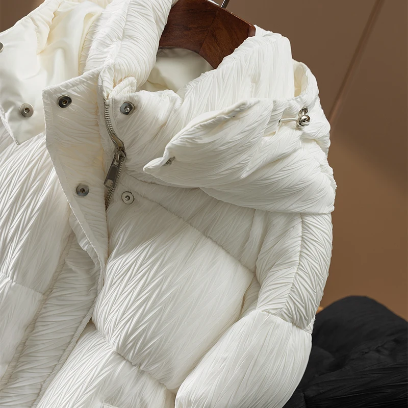 90%  White Goose Down  Winter Jacket Women  Casual  Autumn/Winter  Wide-waisted  Zipper Hooded Winter Coat Women
