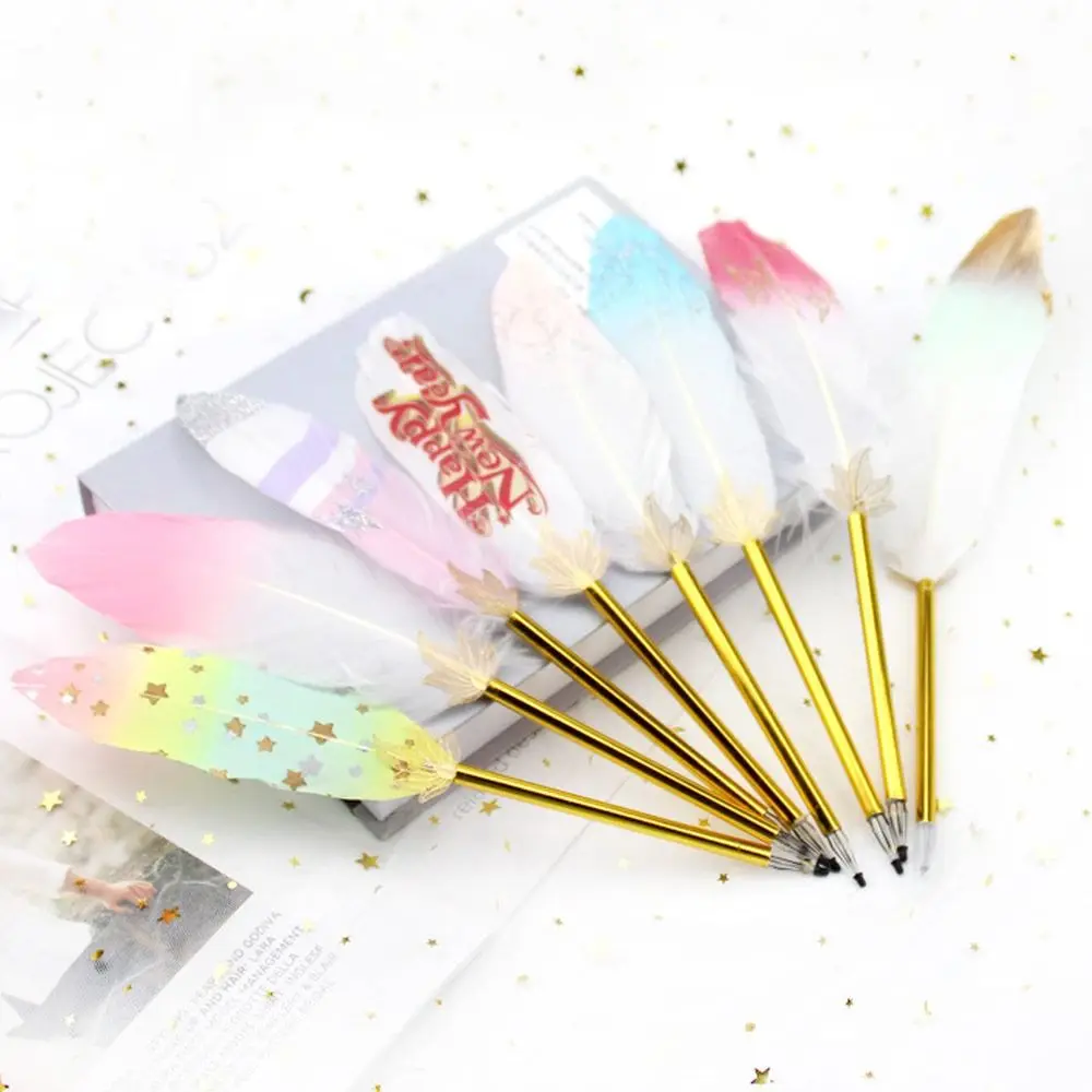 

Канцелярские принадлежности в европейском стиле, 1 шт., милые школьные офисные принадлежности с перьями, милый индивидуальный стиль