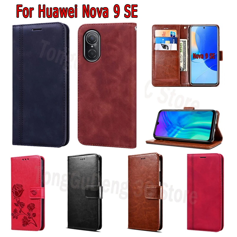 cover for huawei nova 9 se case flip leather magnetic card stand wallet phone hoesje etui book for huawei jln a00 nova 9se case free global shipping