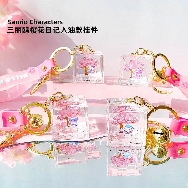 

Sanrio аниме My Melody Cinnamoroll Kuromi Hello Kitty в масло Сакура Дневник Серия подвеска брелок милая сумка Украшение