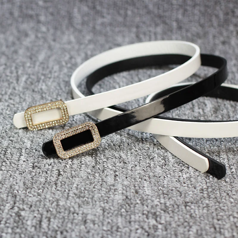 Korean Fashion Belts for Women 1.2cm Super Thin PU Waistbands Summer Dress/Skirt Belts Women's Apparel Accessories
