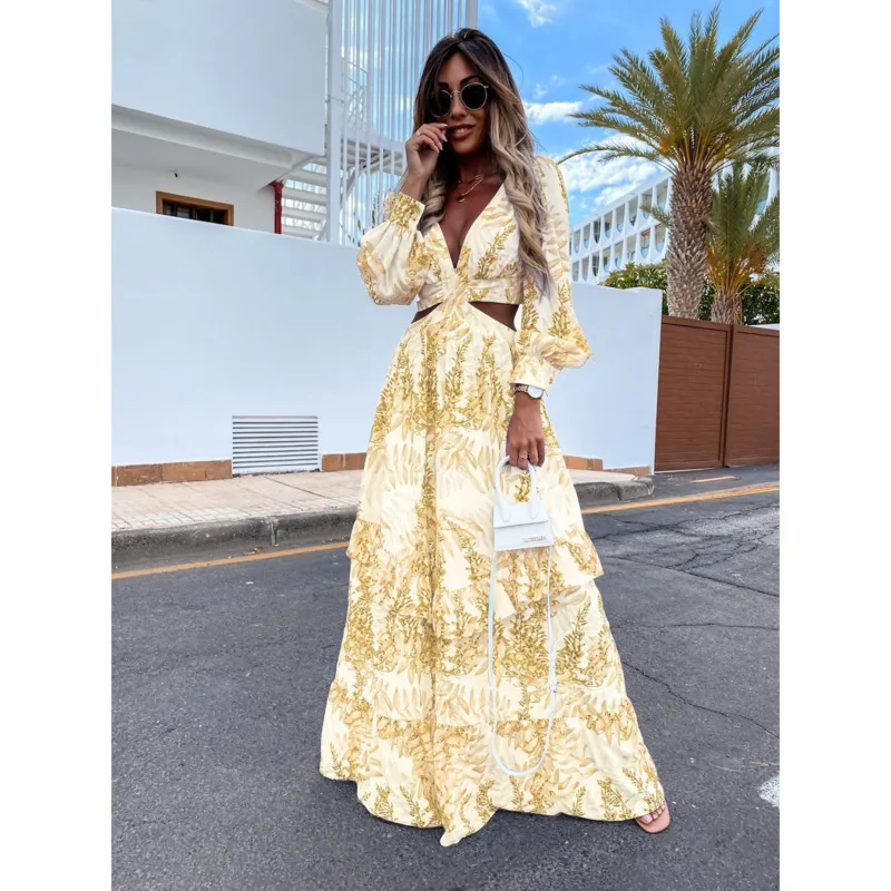 Women Summer Hollow Out Lantern Sleeve V-Neck Backless Long Dresses 2022 Sexy Maxi Dress Female Club Party Tunic Beach Cover Up 6 Women Summer Hollow Out Lantern Sleeve V-Neck Backless Long Dresses 2022 Sexy Maxi Dress Female Club Party Tunic Beach Cover Up 6