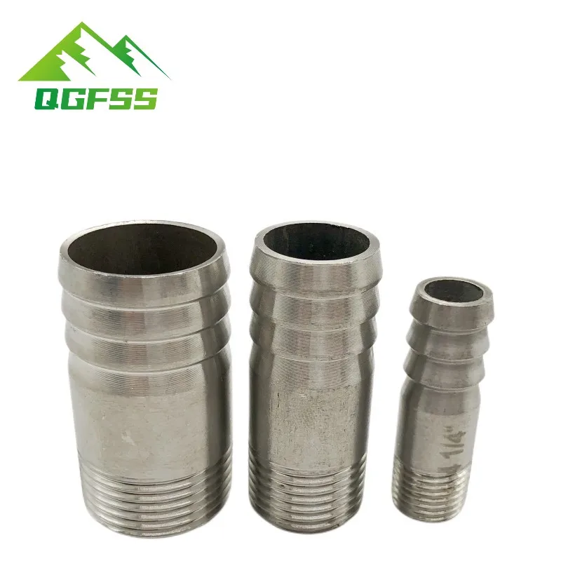 

Полированная наружная резьба BSP 1/4 '' - 2'' + штуцер из нержавеющей стали 1/4 с бородкой, соединительная муфта SS304, прямой соединитель для водопроводного шланга