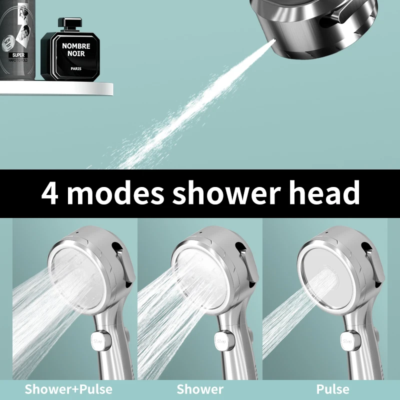 samodra temperature display shower head handheld no charging required bathroom high pressure water saving 4 modes shower head free global shipping