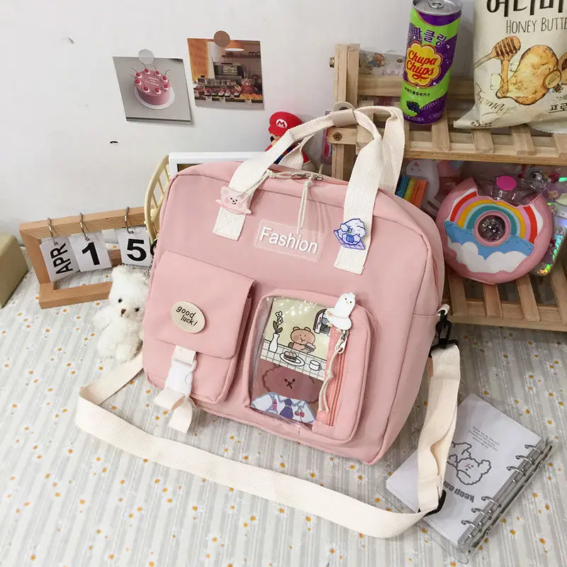 

Cute Canvas Bag Female Crossbody Bag Student Classroom Book Backpack Large Capacity Single Shoulder Bag