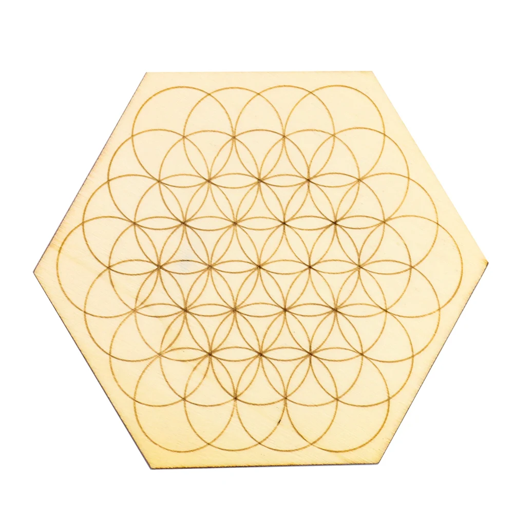 Доска из натурального дерева шестигранная для медитации Metatron Cube цветок жизни
