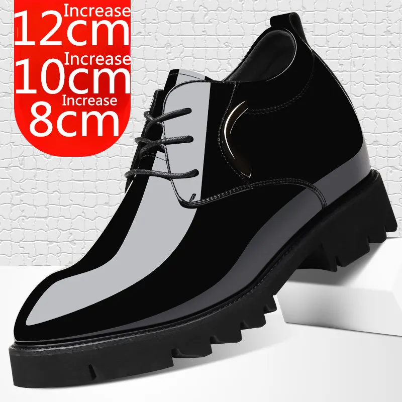 

Height Increased 12cm Men Dress Shoes Invisible Inner Height Increasing Formal Wedding Leather Shoes Men Business Elevator Shoes